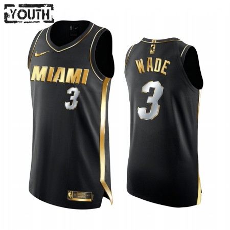 Kinder NBA Miami Heat Trikot Dwyane Wade 3 2020-21 Schwarz Golden Edition Swingman